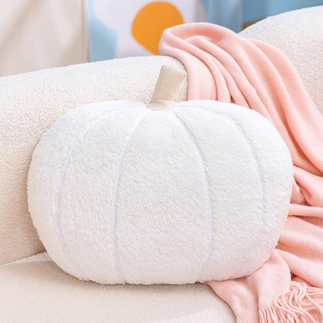 Yiran Toy Halloween Kürbis Kissen aus Plüsch in Weiß, Durchmesser: 40 cm - Bild 1