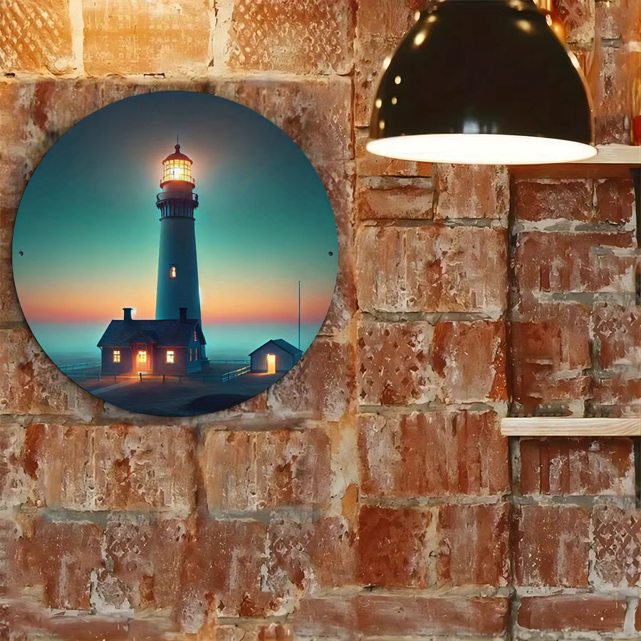 Rundes Metallschild Potdemiel Formosa Island Lighthouse Sunset Foto-Wandkunst, Durchmesser: 20 cm, Mehrfarbig - Bild 4