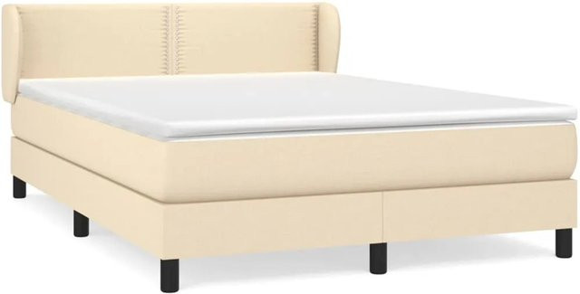 vidaXL Boxspringbett Hybrid mit Matratze und Taschenfederkern in Beige, B/T: 140 x 190 cm - Bild 1