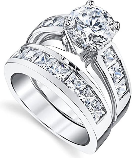 Huitan Ringe 2er Set, Zirkonia, Silber, Damen - Bild 1