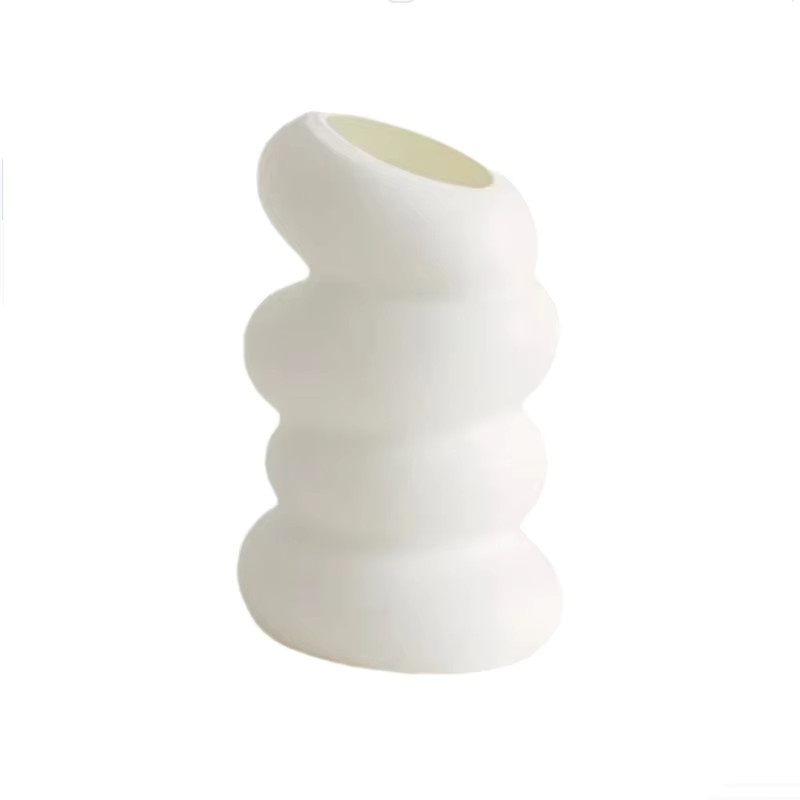 PGY Dekorative Kunststoff Vase in Spirale im Nordic Minimalismus, Weiß - Bild 4