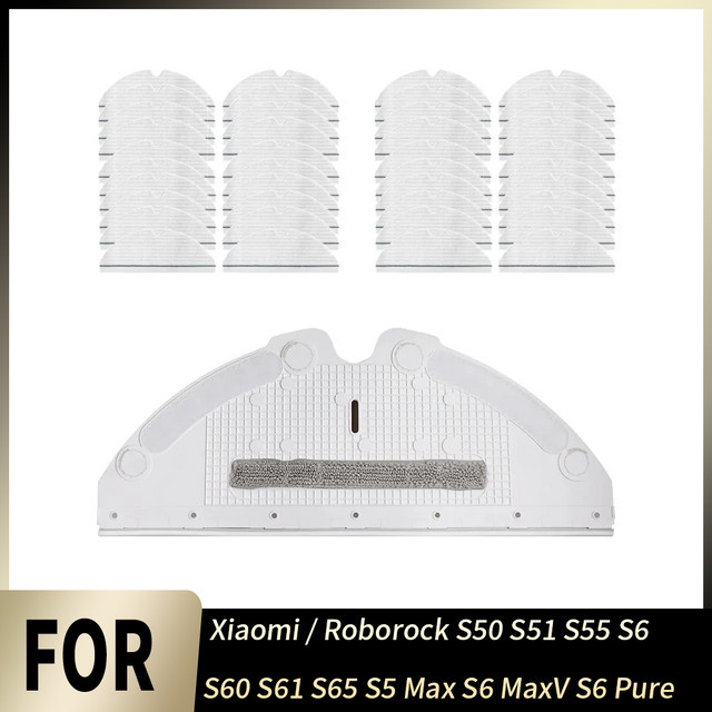 Ersatz-Wischmopphalter und Einweg-Wischmopps in Weiß für Xiaomi Roborock S50 S51 S55 S6 S60 S61 S65 S5 Max S6 MaxV S6 Pure - Bild 1