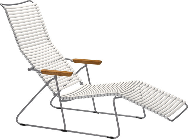 HOUE Click Sunlounger Liegestuhl in Weiß mit Armlehnen aus Bambus und Stahl - Bild 1