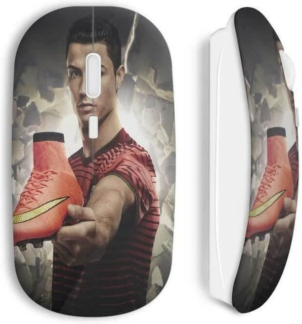 Kabellose Maus MANIACASE Cristiano Ronaldo Design in Weiß mit USB und Wi-Fi für Mac und PC - Bild 1