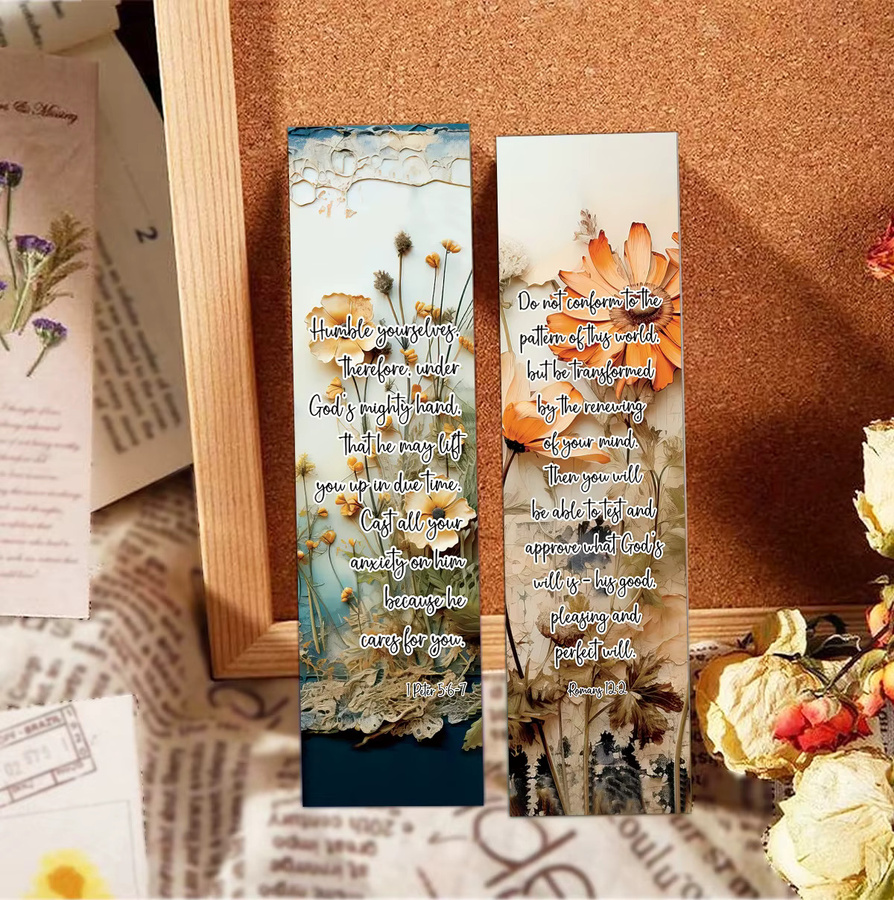 30 Stück Vintage-Blumen-Lesezeichen mit christlichen Bibelversen in Mehrfarbig aus Papier - Bild 3