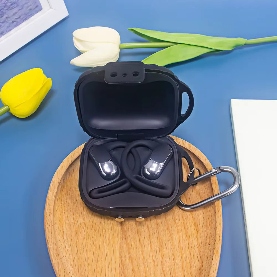 Stoßfeste Silikon Schutzhülle für Shokz OpenFit Air (T511) Kopfhörer in Schwarz - Bild 3