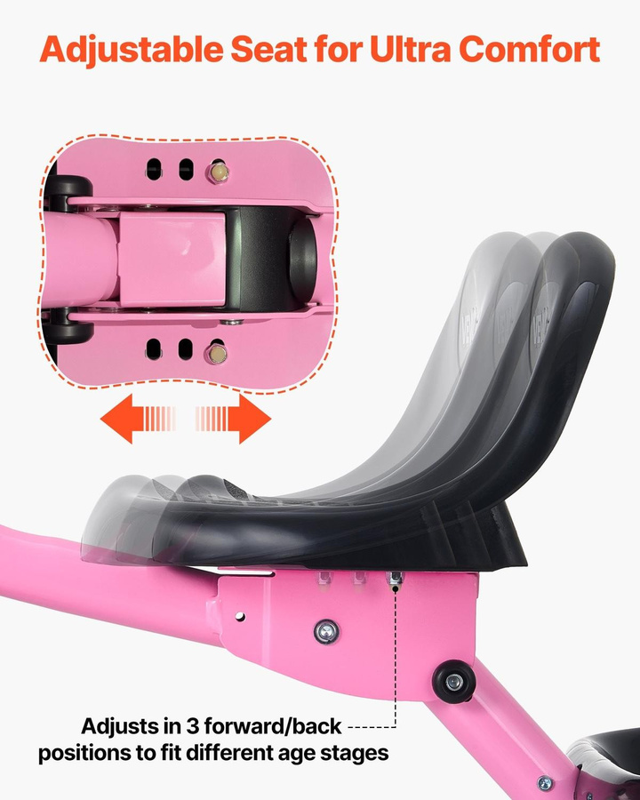 Faltbares Kleinkind-Dreirad von Buying Solutions, MB für 2-5-Jährige mit verstellbarem Sitz und Stauraum, Kohlenstoffstahl-Rahmen, Pink + Black - Bild 6