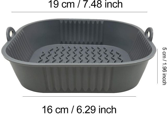 Houspace Silikon-Backkorb für Heißluftfritteuse, quadratisch, grau, Breite: 21,5 cm - Bild 1