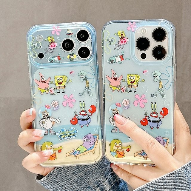 Potdemiel Handyhülle mit SpongeBob Schwammkopf und Patrick Star für iPhone 17 16 15 14 13 Pro Max Stoßfeste Hartschale - Bild 1