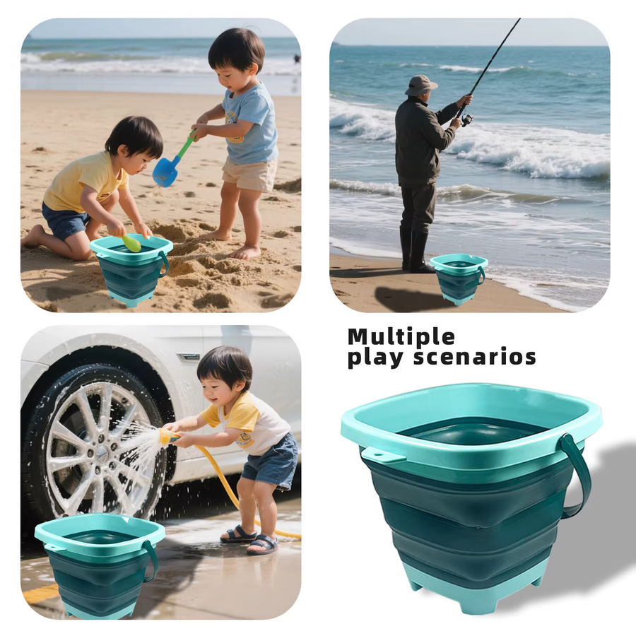 Strand-Sandspielzeug, kleiner ausziehbarer Wassereimer, bunt, ab 0 Jahre - Bild 3