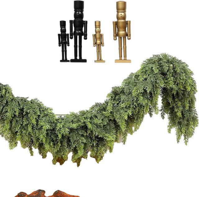 Grüne künstliche Pflanzen-Girlande aus Rattan für Weihnachtsbaum, Hochzeit und Party als Hängedekoration für Outdoor und Indoor - Bild 1