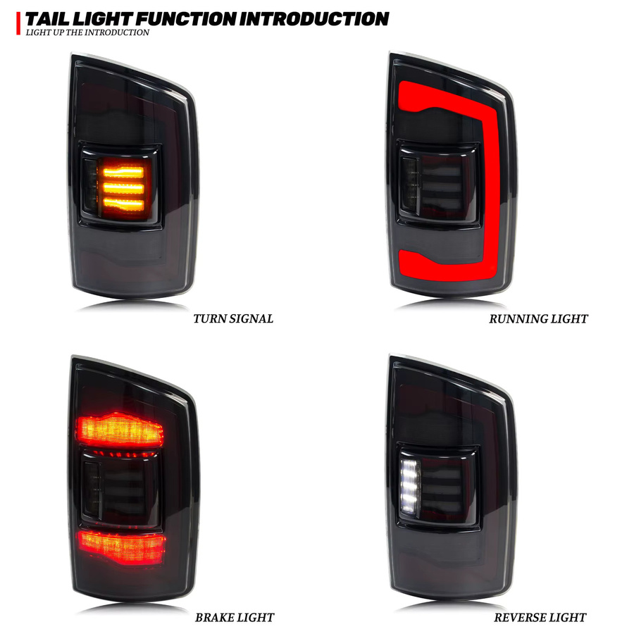 LED-Rückleuchten-Set mit sequenziellem Blinker für Dodge Ram 1500 2500 3500 der 3. Generation (Modelljahre 2002-2005) - Bild 2