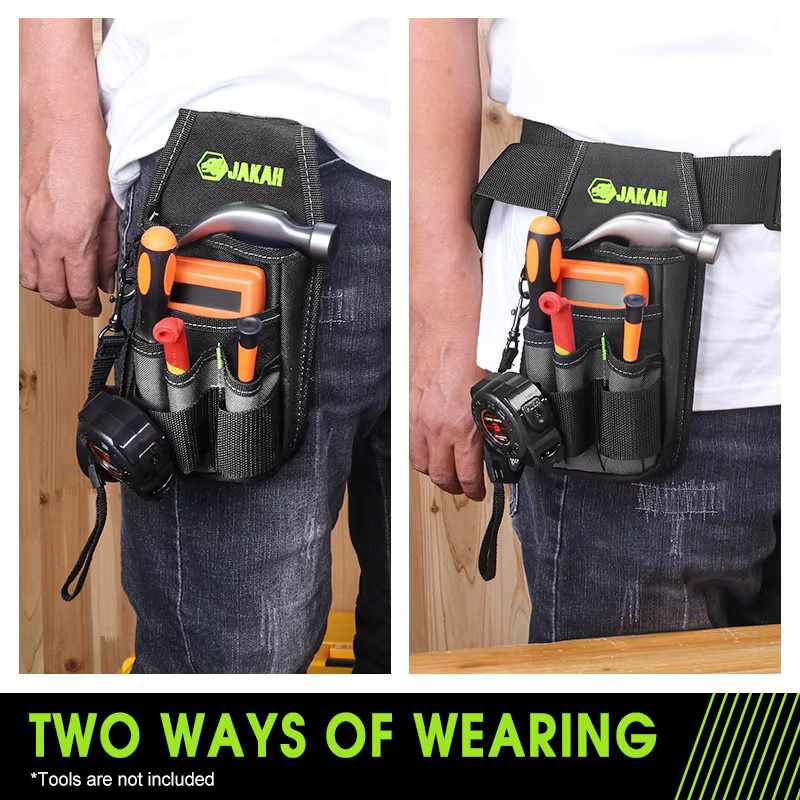 JAKAH Mini-Werkzeugtasche aus ballistischem Nylon in Schwarz mit mehreren Taschen für Elektriker - Bild 3