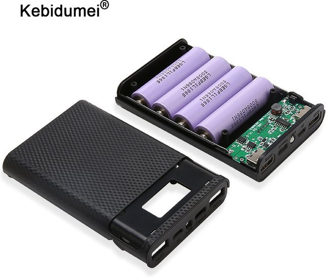 Kebidumei DIY Power Bank Gehäuse für 4x 18650 Batterien mit Dual USB und Typ C Schnittstelle in Schwarz oder Weiß - Bild 1