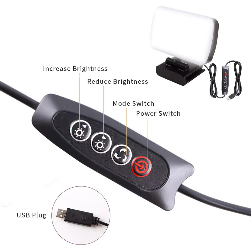 SZKOSTON Tragbares LED-Videolicht für Videokonferenzen und Live-Streaming, 6500K, Schwarz, Clip für Laptop und Webcam - Bild 5