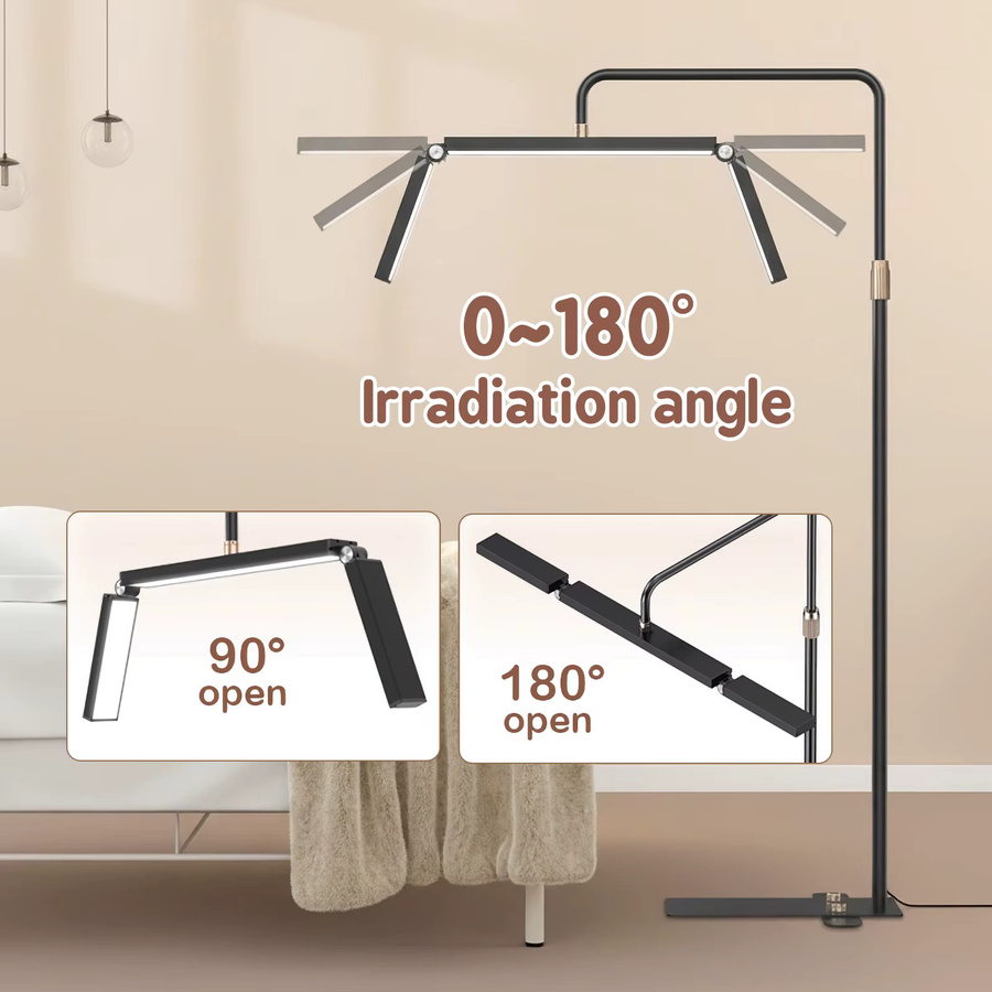 OWJHE 40W Faltbare LED-Bodenleuchte in Schwarz mit dimmbarer Beauty-Mondlampe und Metallständer, Höhe: 180 cm - Bild 2