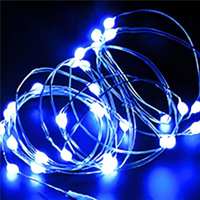 Wasserdichte USB LED Lichterkette mit Kupferdraht in Blau für Weihnachten, Hochzeit und Party, Länge: 20 m - Bild 1