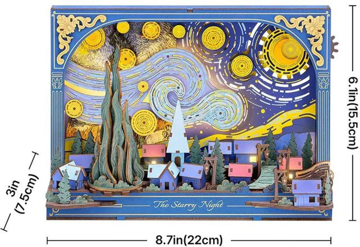 ROBOTIME Rowood Die Sternennacht 3D Holzpuzzle Wanddekoration in Mehrfarbig mit Wolken, Sternen und Mond - Bild 1