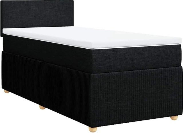 vidaXL Boxspringbett mit Matratze Schwarz, Hybridbett mit USB-Ladeport und Unterbettbeleuchtung, B/T: 80 x 200 cm - Bild 1