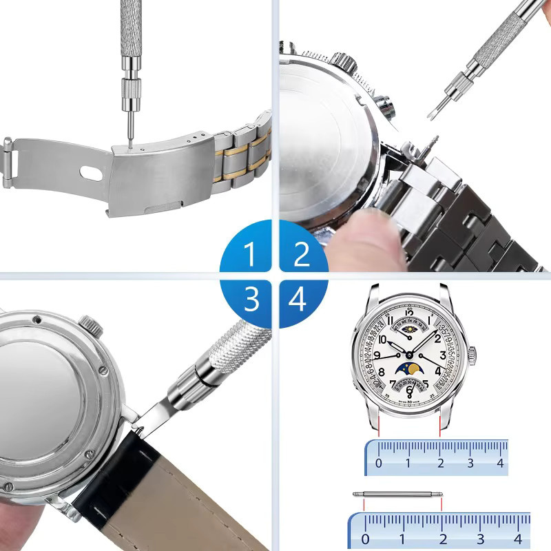 TINUORA Uhrenarmband-Federsteg-Entferner-Werkzeugset, Edelstahl, Schwarz, Unisex - Bild 3