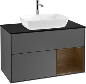 V&B Waschtischunterschrank Finion 100 in Anthrazit mit Regalsystem Breite: 100 cm, Tiefe: 50,1 cm, Höhe: 50,1 cm - Bild 1