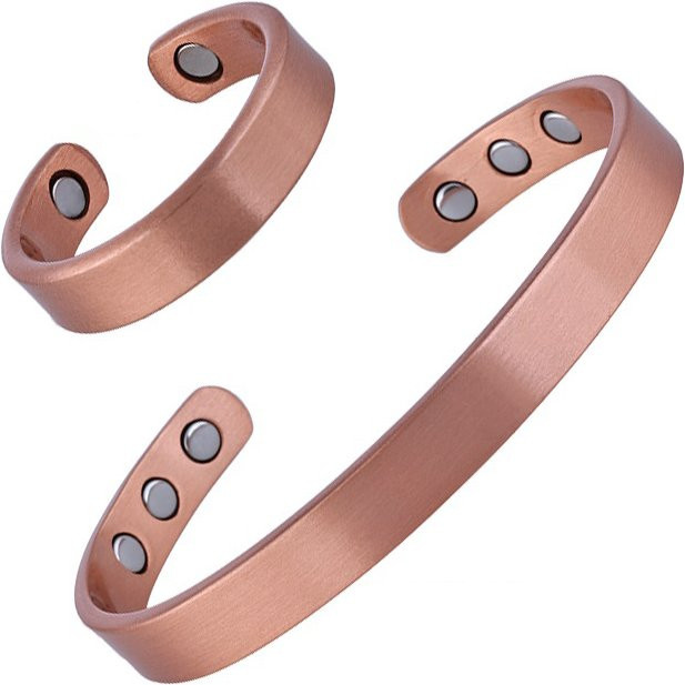 Set Armbänder und Ringe, Kupfer, Roségold, Unisex - Bild 1