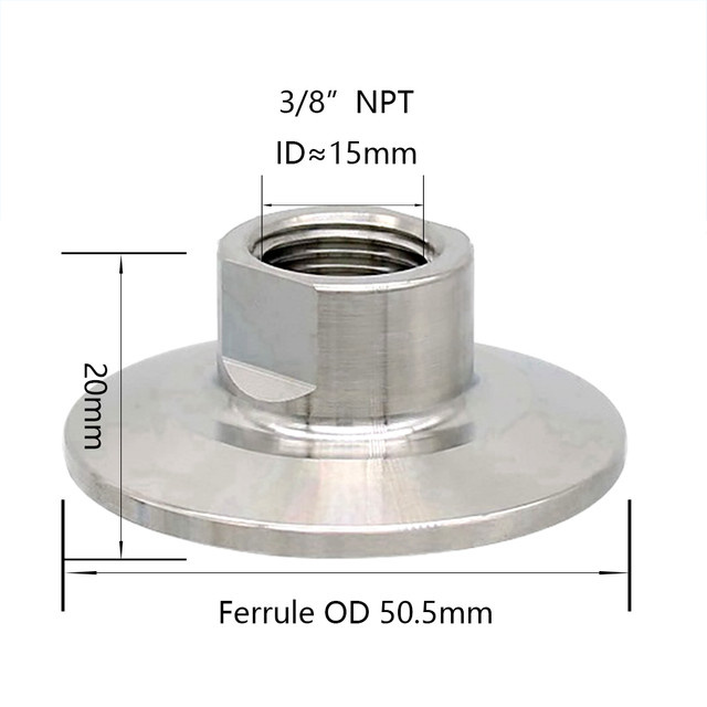 YQBS NPT Sanitärrohrverschraubung mit Innengewinde auf Ferrule Triple Clamp aus Edelstahl SS304 - Bild 1