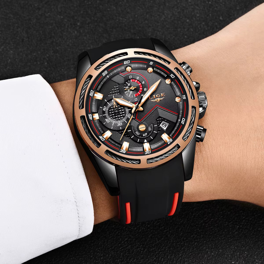 LIGE Armbanduhr Quarz, Silikon, Blau, Herren - Bild 5