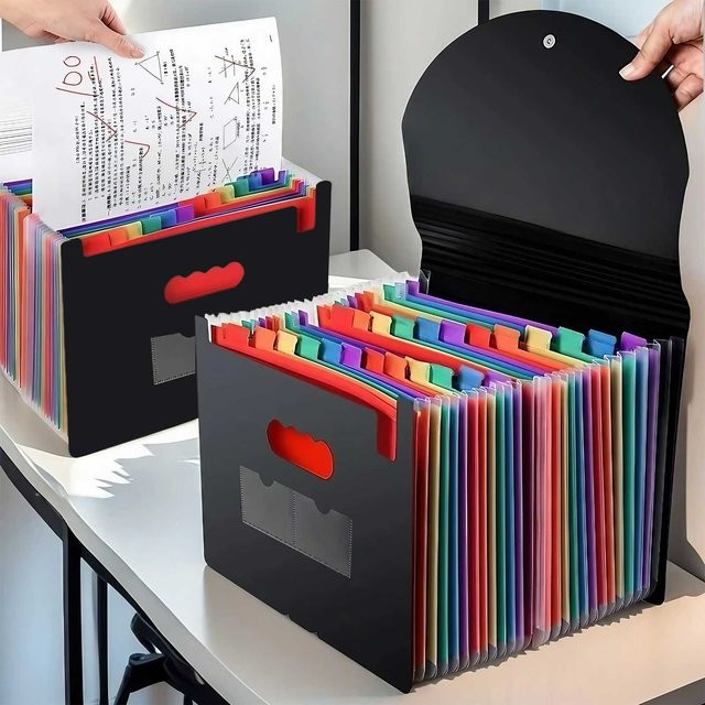 STONEGO Akkordeontasche für A4 Dokumente, 13/25 Fächer, wasserdichter Klappenordner in Schwarz - Bild 1