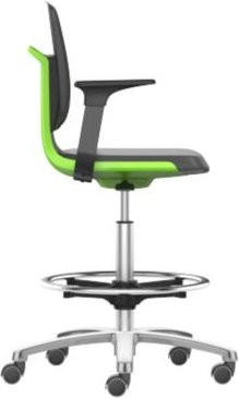 Bimos Arbeitsdrehstuhl Labsit hoch in Grün aus Kunstleder mit Sitz-Stopp-Rollen, B: 45 cm, T: 42 cm, H: 56 - 81 cm - Bild 1