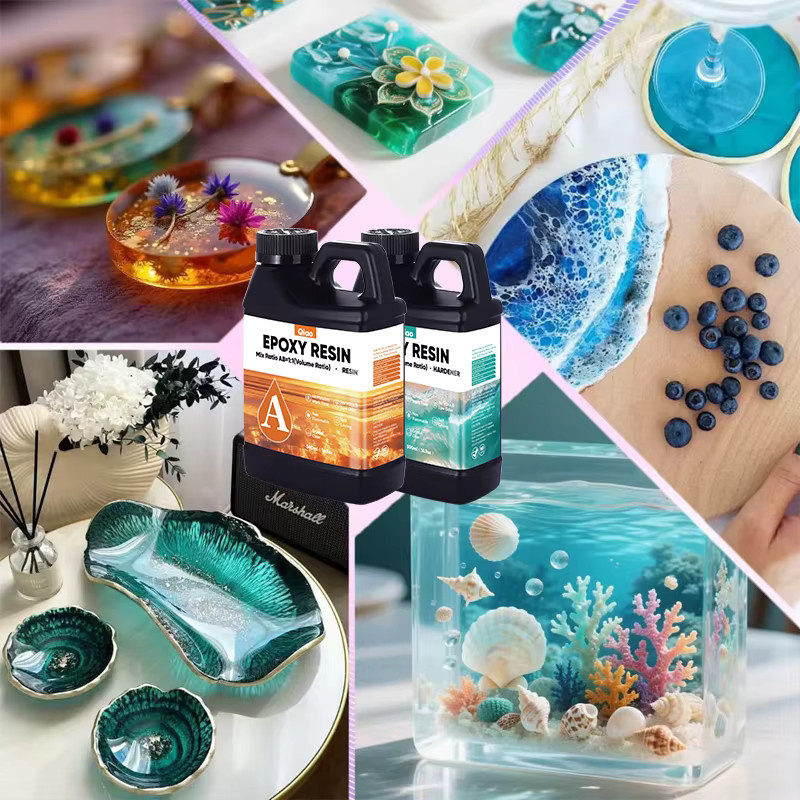 QIAO DIY Kristall-Epoxidharz-Set transparent, schnell härtendes 1:1 Mischverhältnis für Beschichtungen, Formen, Schmuck und Gießanwendungen - Bild 5
