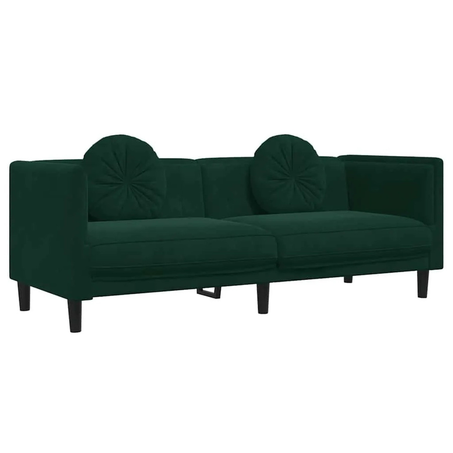 vidaXL 3-Sitzer Sofa aus Samt mit Kissen in Dunkelgrün, Modernes Design für dein Wohnzimmer, B/T/H: 193,5 x 77,0 x 70,0 cm - Bild 2