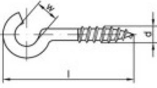 TOOLCRAFT Gebogene Schraubhaken aus Stahl, silber, 100 Stück, Durchmesser: 25 mm - Bild 1