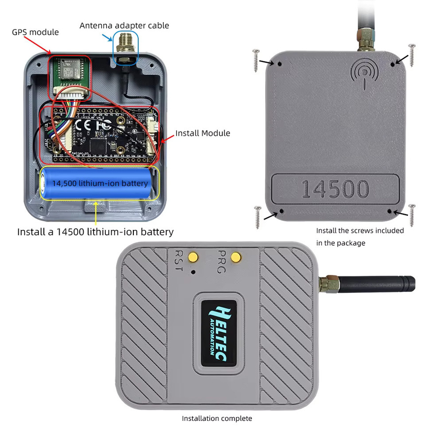 Gaqqee LoRa 32 V4 ESP32 Entwicklungsboard mit Erweiterungsgehäuse, Wi-Fi und Bluetooth, USB-C Anschluss, Grau, kompatibel mit 14500 Lithium-Batterie - Bild 2