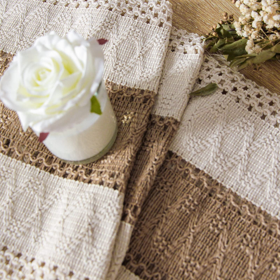 Yiran Furniture Boho Makramee Tischläufer in Creme und Braun mit Quasten, B/H: 30 x 50 cm - Bild 3