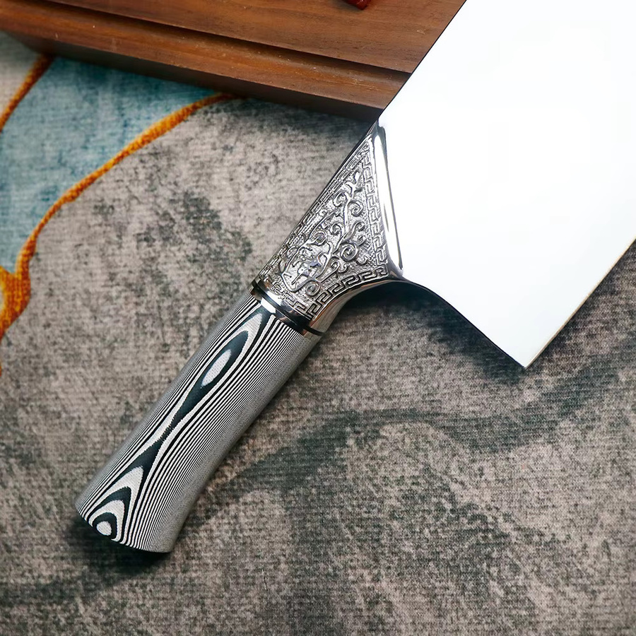 JUMCSONG 8,5-Zoll Chefmesser aus Goldpulverstahl in Silber und Weiß - Bild 5