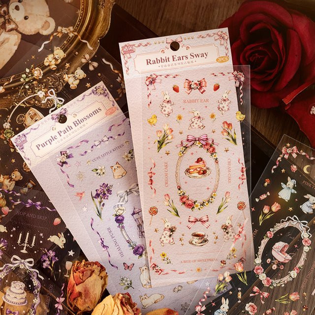 Mr.Paper Sternennacht-Märchen-Serie Vintage PET-Aufkleber-Set mit Ballett- und Blumendekoration, 6er-Pack, Mehrfarbig - Bild 1