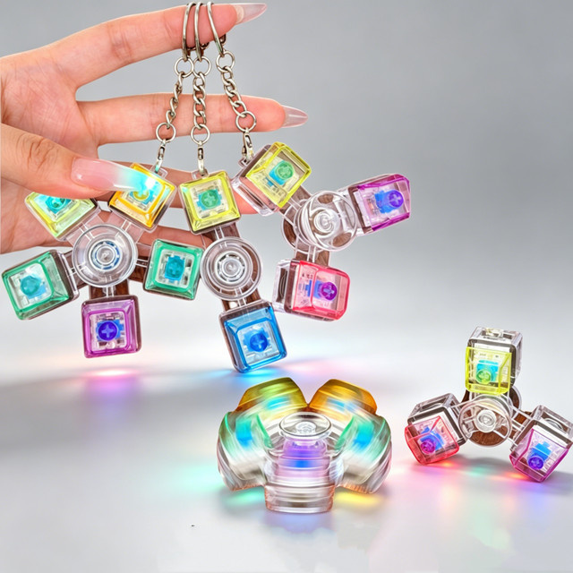 soulbao LED-Leucht-Tastatur-Fidget-Spinner-Schlüsselanhänger, mit klickbarem Knopf - Bild 1