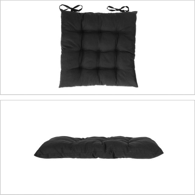 Relaxdays 4er Set Stuhlkissen aus Polyester in Schwarz, B/T/H: 38 x 38 x 5 cm - Bild 1