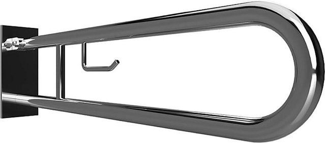 Brillantbad BELP Stützklappgriff in U-Form mit Toilettenpapierhalter aus Edelstahl gebürstet, Farbe Silber, B/T/H: 10,0 x 25,0 x 82,9 cm, Traglast 120 kg - Bild 1