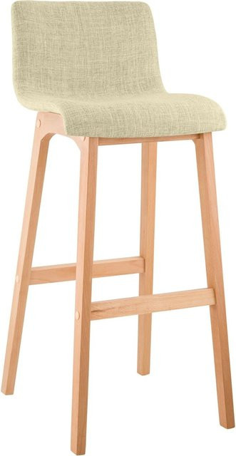 DELUKE Barhocker TENAR mit Lehne aus Stoff in Creme Braun, B/T/H: 41 x 46 x 102 cm - Bild 1