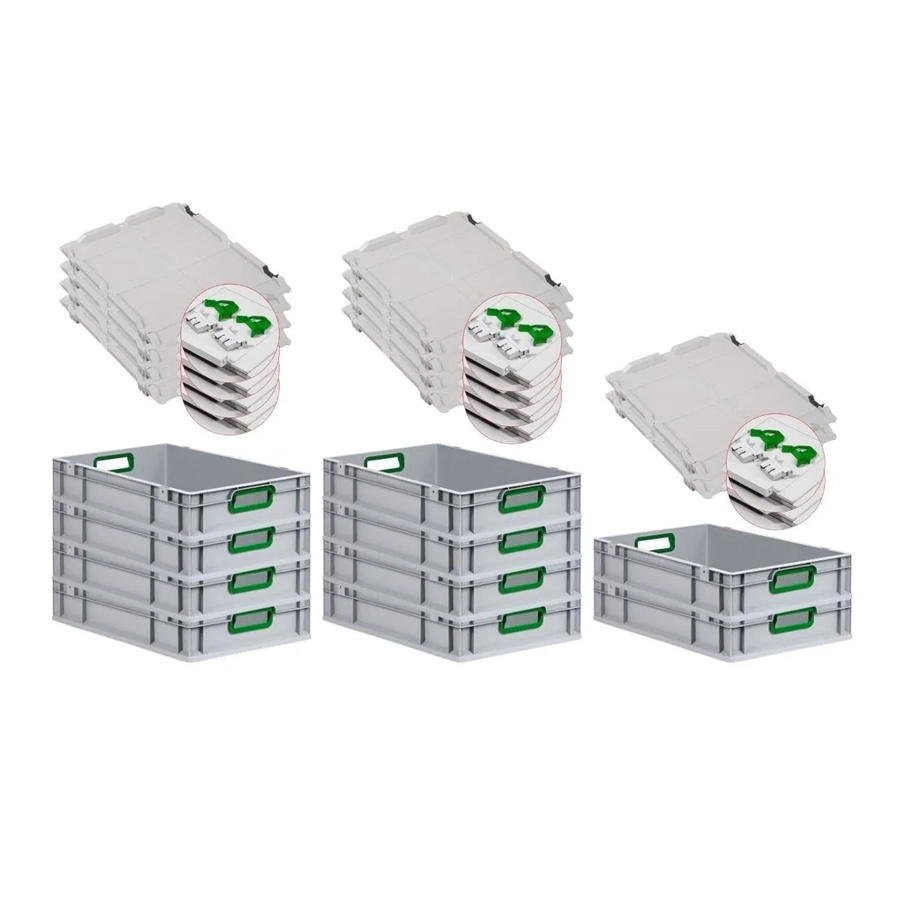 PROREGAL Spar Set 10x Eurobox Nextgen Color mit Scharnierdeckel und Schiebeschnappverschlüssen, Farbe Grün, H x B x T: 12 x 40 x 60 cm - Bild 2