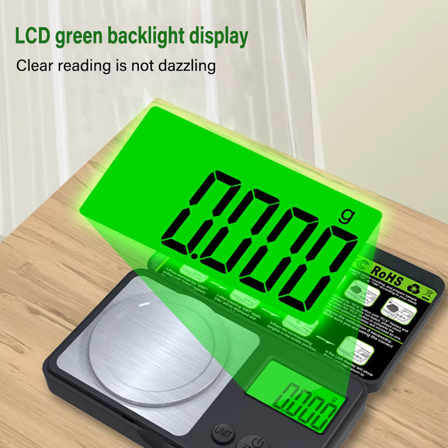 Kebidumei Mini-Digitalwaage in Schwarz mit hochpräziser Milligramm-Messung für Schmuck und Küche - Bild 2