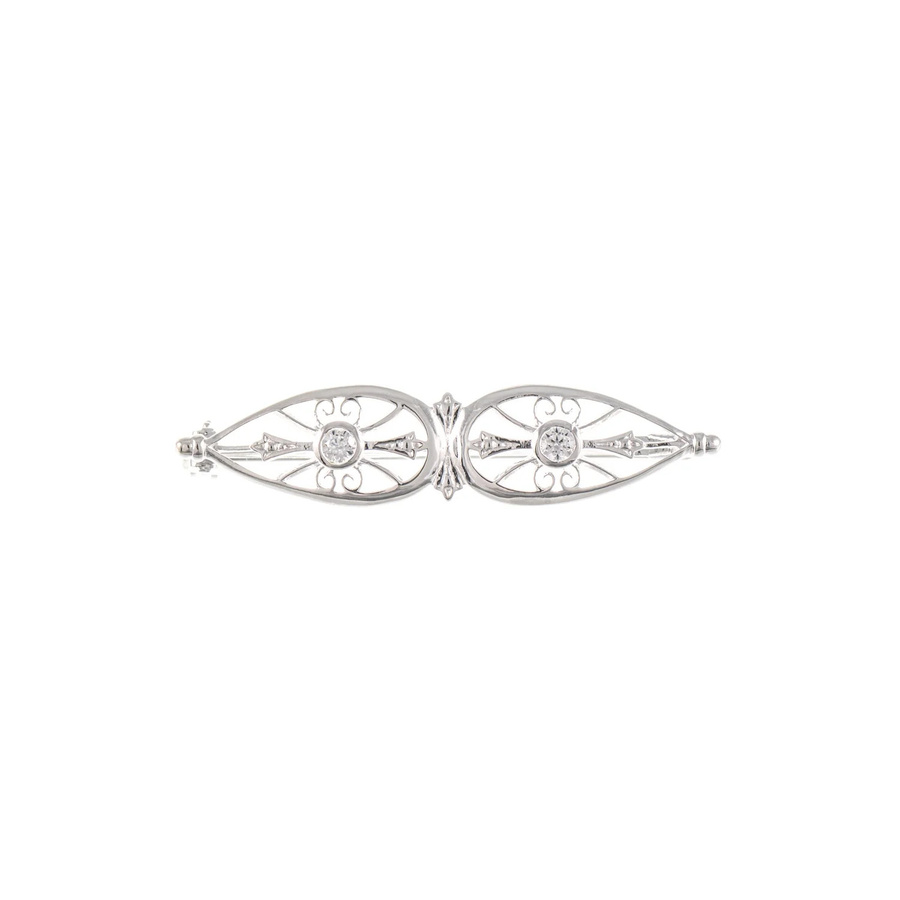 Brosche 925 Silber, Zirkonia weiß - Bild 1