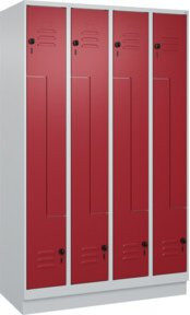 C+P Z-Spind Classic PLUS mit 8 Fächern und Sockel, Grau/Rot, B/T/H: 120 x 50 x 195 cm - Bild 1
