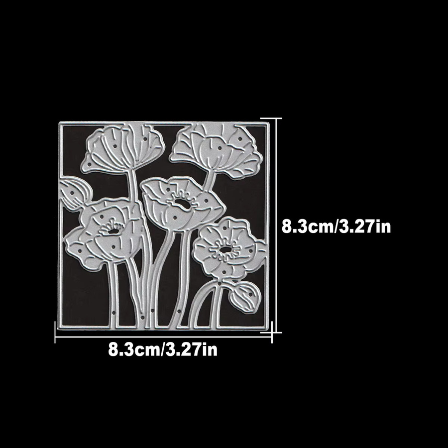 Metall-Stanzform Mohnblumen quadratisch silber für Scrapbooking und dekorative Prägung - Bild 2