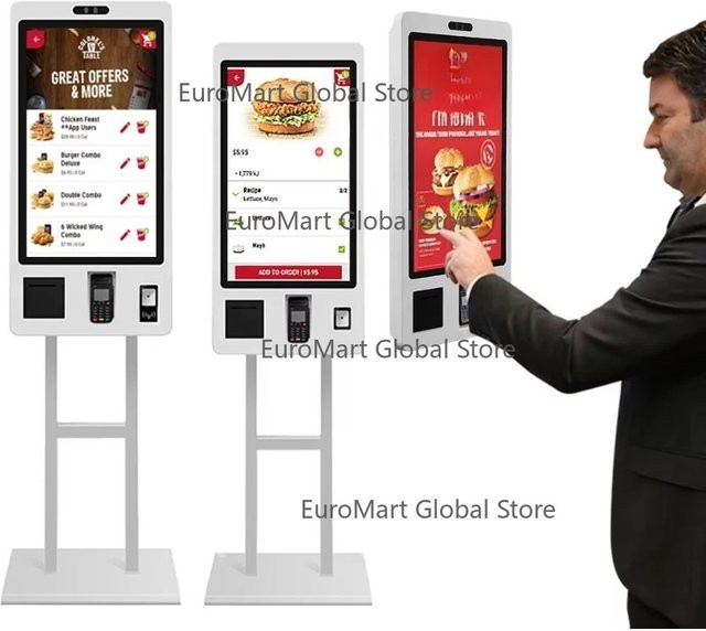 Restaurant 24 Selbstbedienungs-Kiosk mit Touchscreen als bargeldloses POS-Bestell- und Zahlungsterminal in Weiß - Bild 1