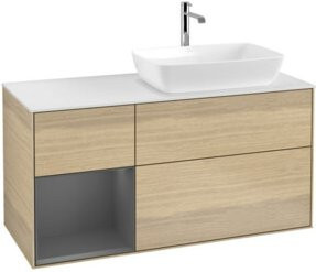 V&B Waschtischunterschrank Finion in Anthrazit mit Eichenoberfläche, Breite: 120 cm, Tiefe: 50,1 cm, Höhe: 50,1 cm - Bild 1