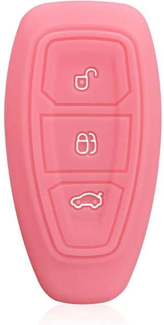 Silikon Schlüsselhülle für Ford Focus MK3 MK4 Fiesta Ecosport Kuga Mondeo mit 3 Tasten Fernbedienung in Pink - Bild 1