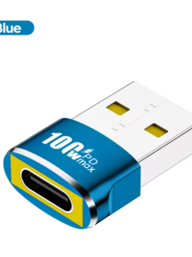 100 W OTG-Adapter USB-A auf USB-C Konverter für Datenübertragung und Aufladen in Grün oder Blau - Bild 1